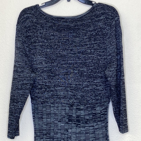 Nina Leonard Black & Grey Pleated Scoop Neck Sweater Dress XL NWT - Picture 6 of 13